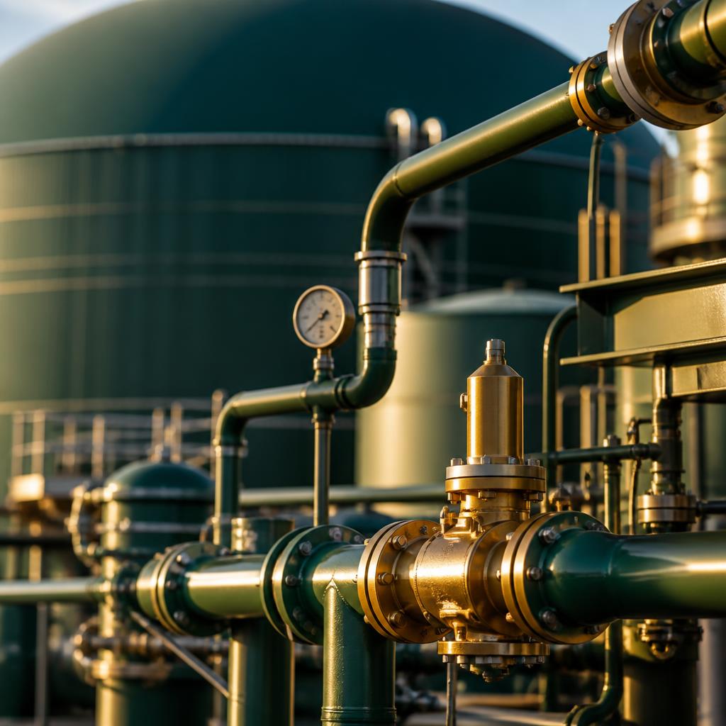 Biogas plant pipework